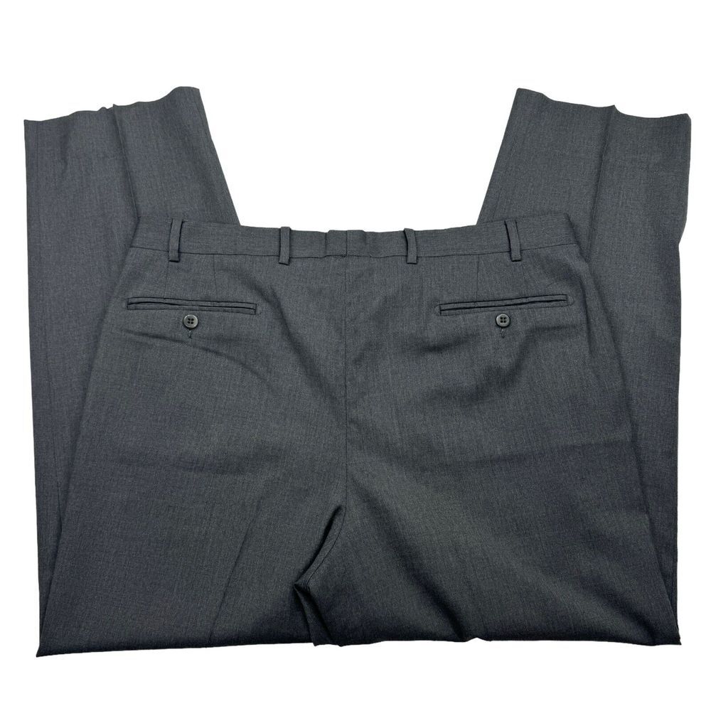 ZANELLA Mens Gray Flat Front Straight Taper Wool Pants 36 x 30 Made Italy